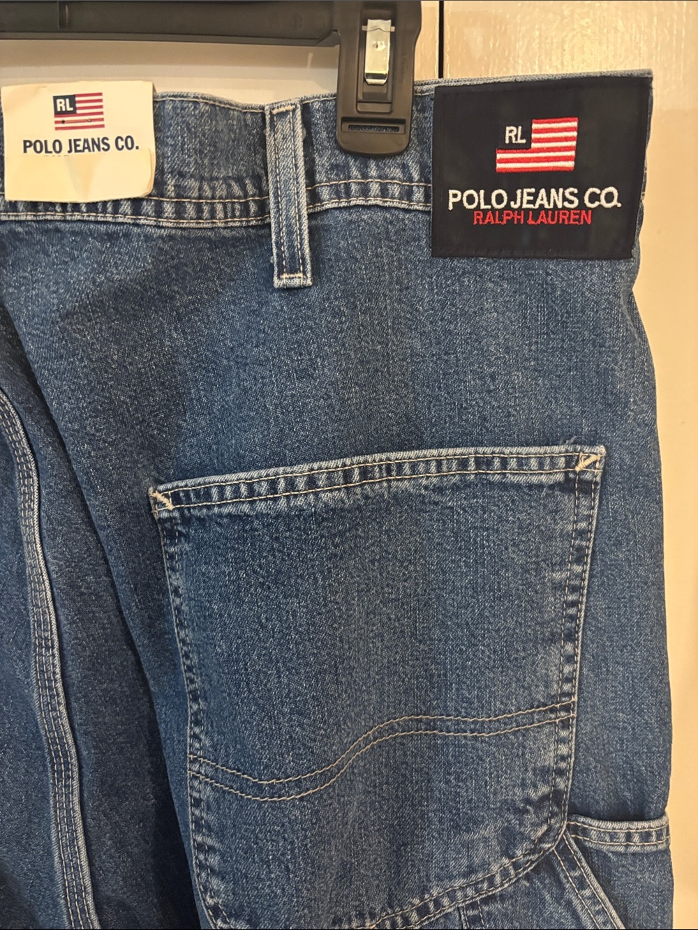 Vtg Polo Jeans Co Ralph Lauren New Carpenter Logo Patch Jeans,38x30 - Picture 2 of 7